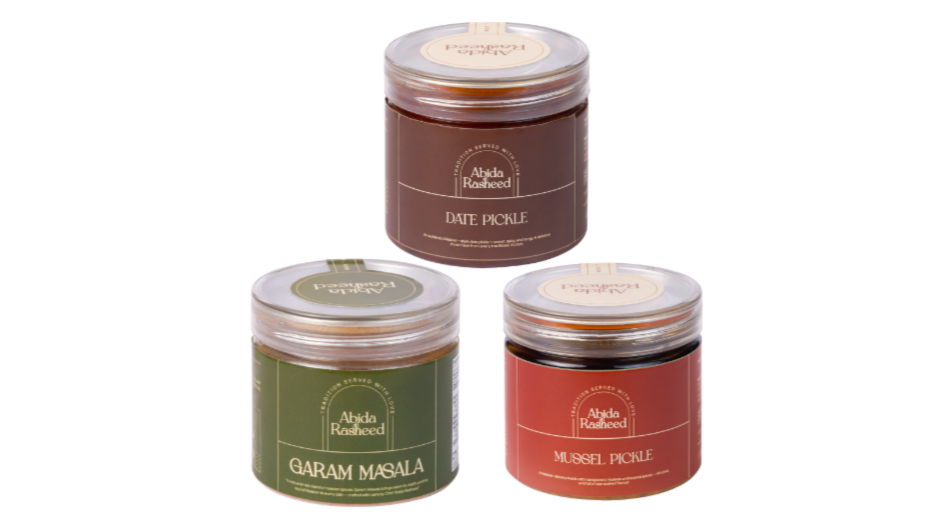 Abida Rasheed Home-Made Pickle & Masala Combo | Garam Masala 70g | Mussel Pickle 200g | Date Pickle 200g