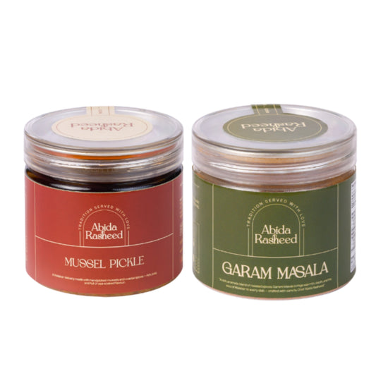 Abida Rasheed Home-Made Pickle and Masala Combo | Garam Masala (Biriyani Masala) | 75 G | Mussel Pickle | 200 G | - 1 Pack