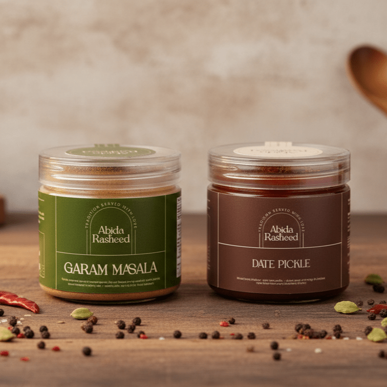 Abida Rasheed Home - Made Pickle & Masala Combo | Date Pickle 200g | Garam Masala 70g - Abida Rasheed