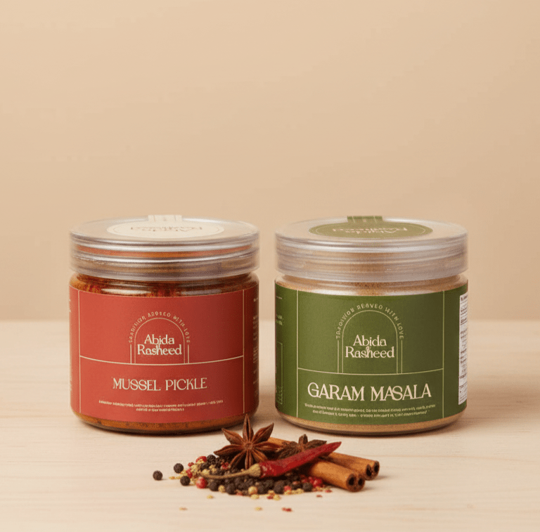 Abida Rasheed Home - Made Pickle & Masala Combo | Garam Masala 70g | Mussel Pickle 200g - Abida Rasheed