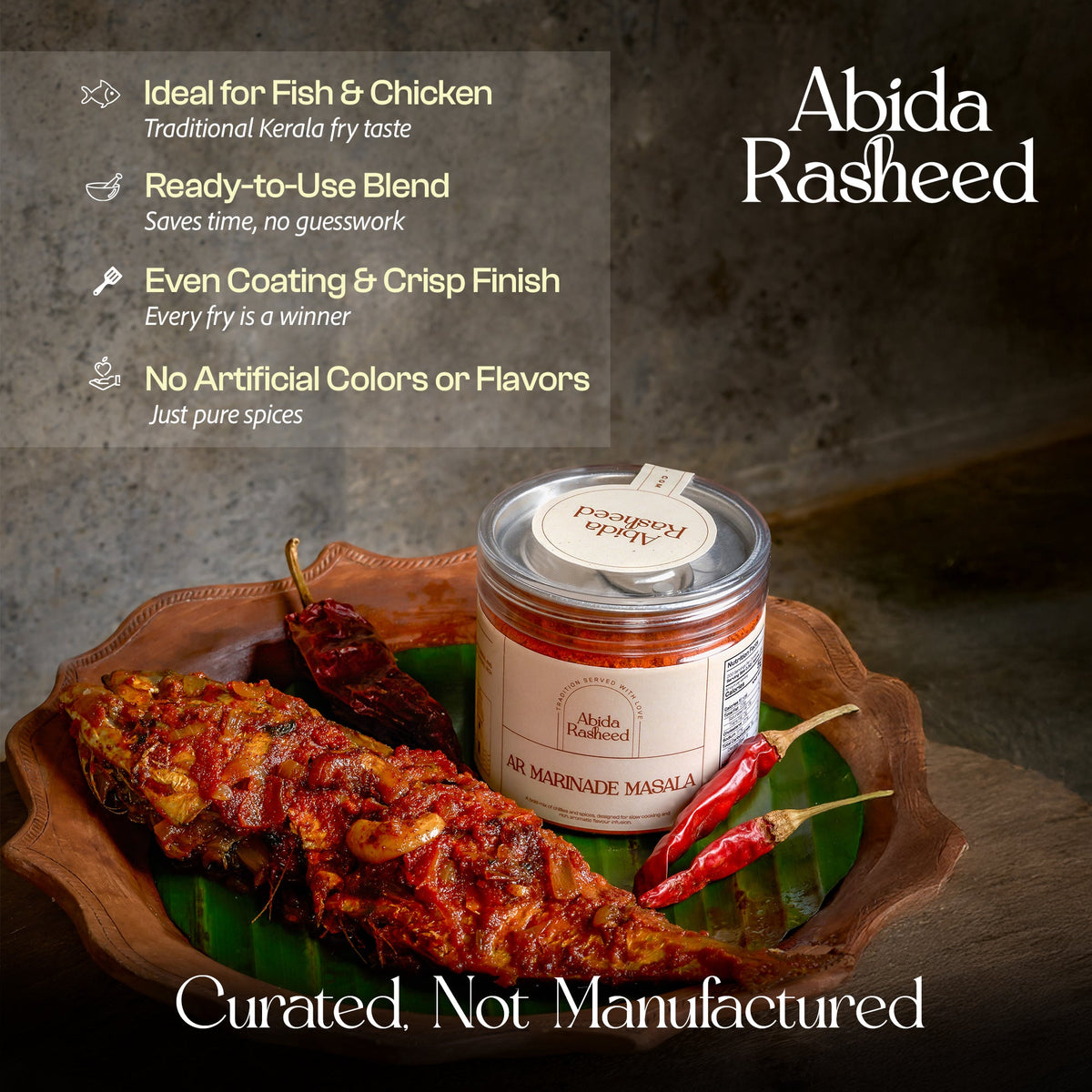 Abida Rasheed Home Abida Rasheed Fish Fry Masala 200g | Homemade Kerala Style Marinade Masala