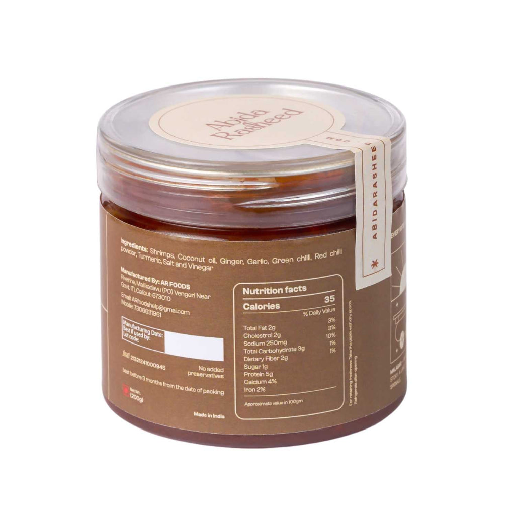 Abida Rasheed Home Abida Rasheed Prawn Pickle 200g | Homemade Kerala Style Prawn Achar