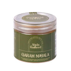 A 70g jar of Abida Rasheed premium Kerala Garam Masala and Biriyani Masala powder on a solid white background.   