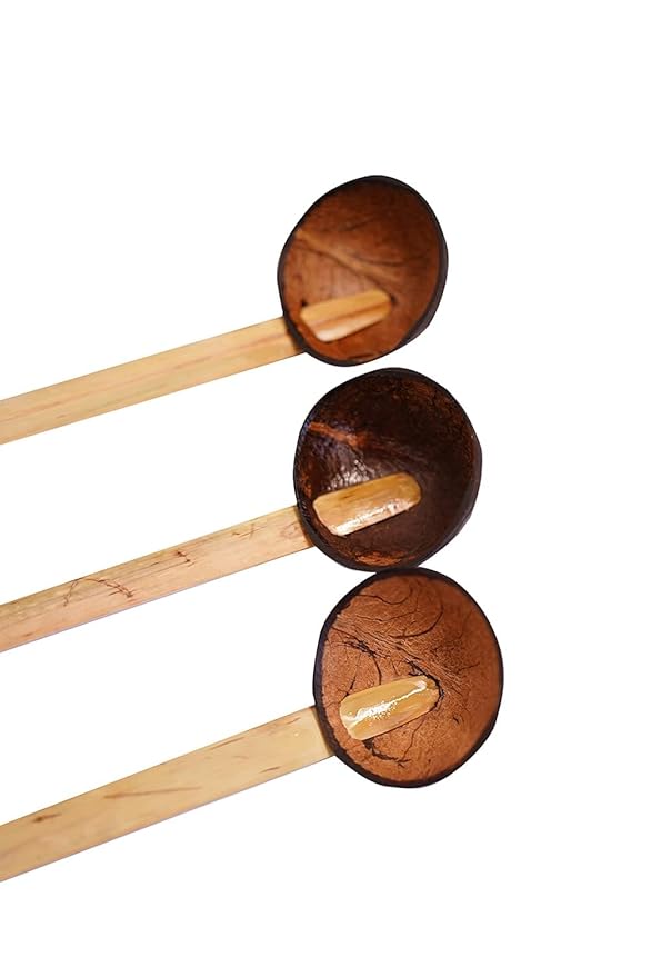 Handmade Coconut Shell Kitchen Spoon | Kerala Traditional Chiratta Thavi |Bamboo Shell Ladle With Long Handle - Abida Rasheed