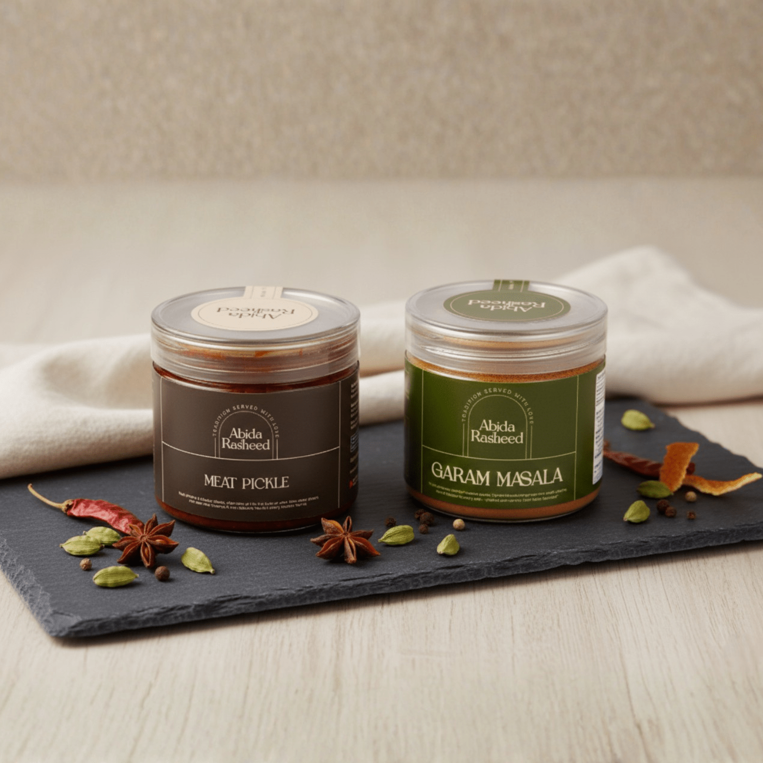 Meat Pickle (200g) and Garam Masala (Biriyani Masala)(70g) Combo - Abida Rasheed