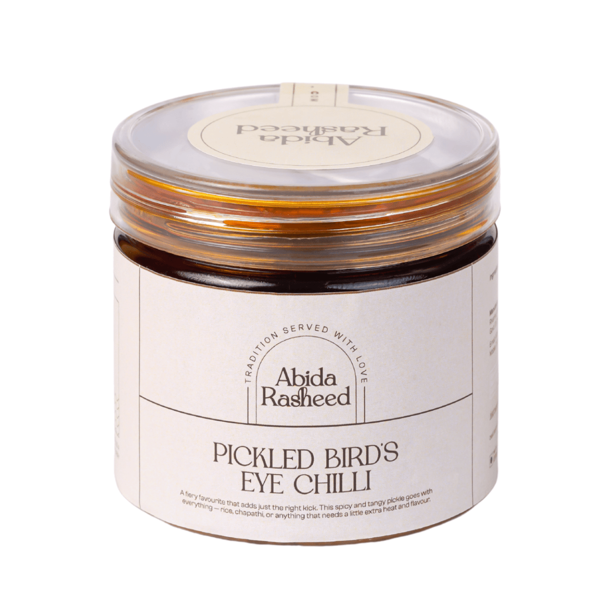 Abida Rasheed Home Abida Rasheed Pickled Bird’s Eye Chilli 200g | Homemade Kerala Style Achar